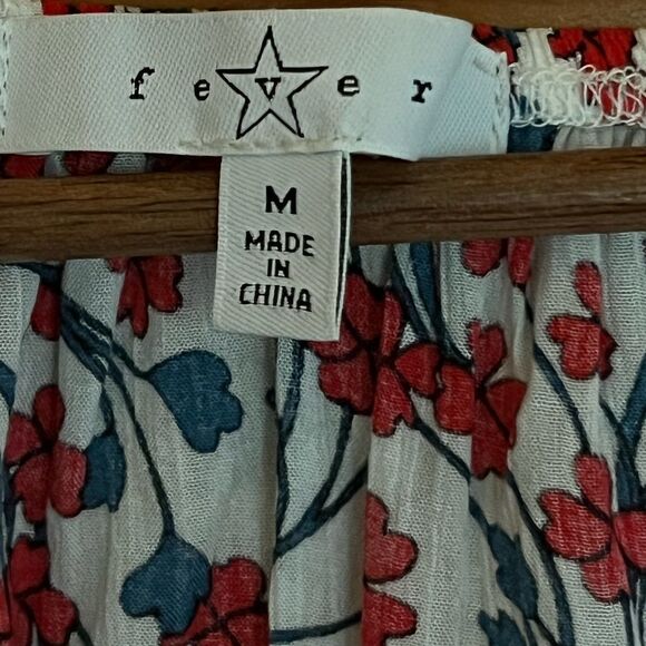 Fever boho floral peasant blouse with 3/4 length sleeves women’s size medium - Picture 6 of 9